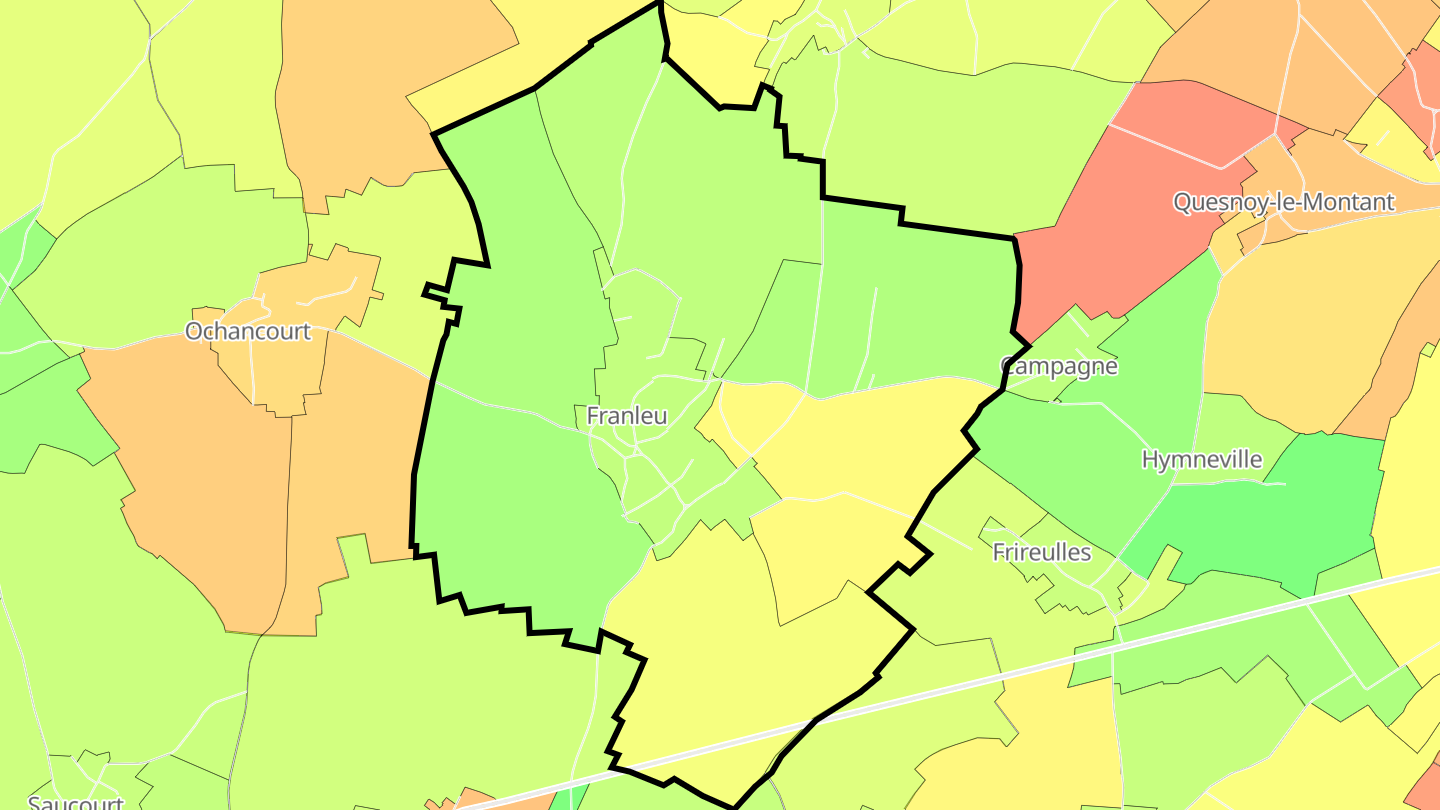 Carte des prix de l'immobilier Franleu