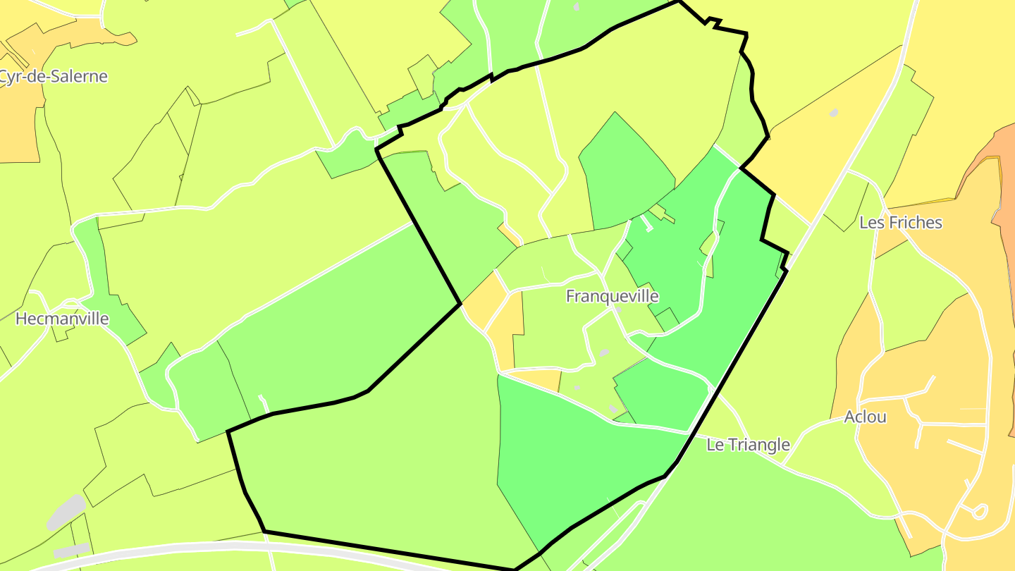 Carte des prix de l'immobilier Franqueville
