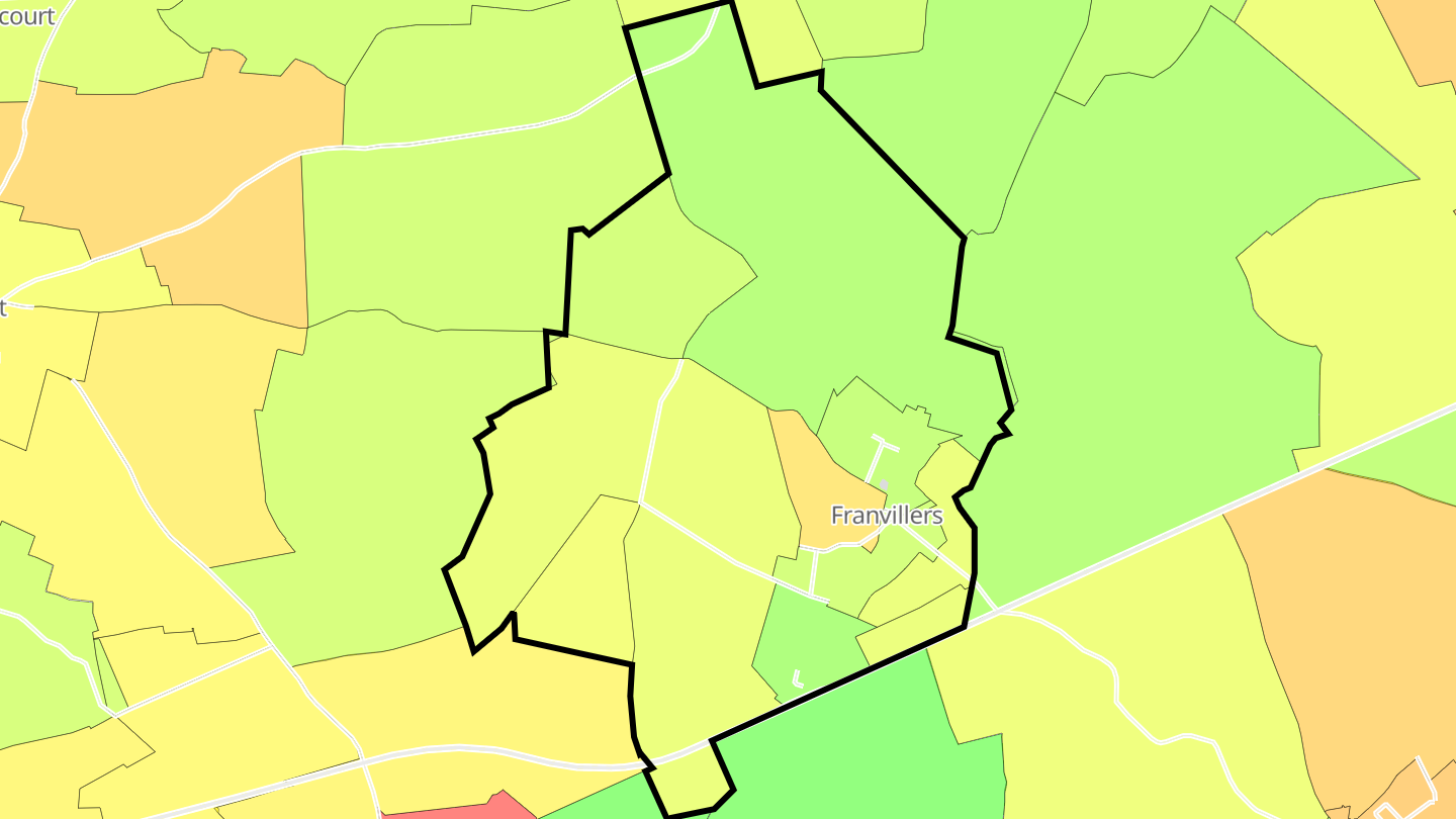 Carte des prix de l'immobilier Franvillers