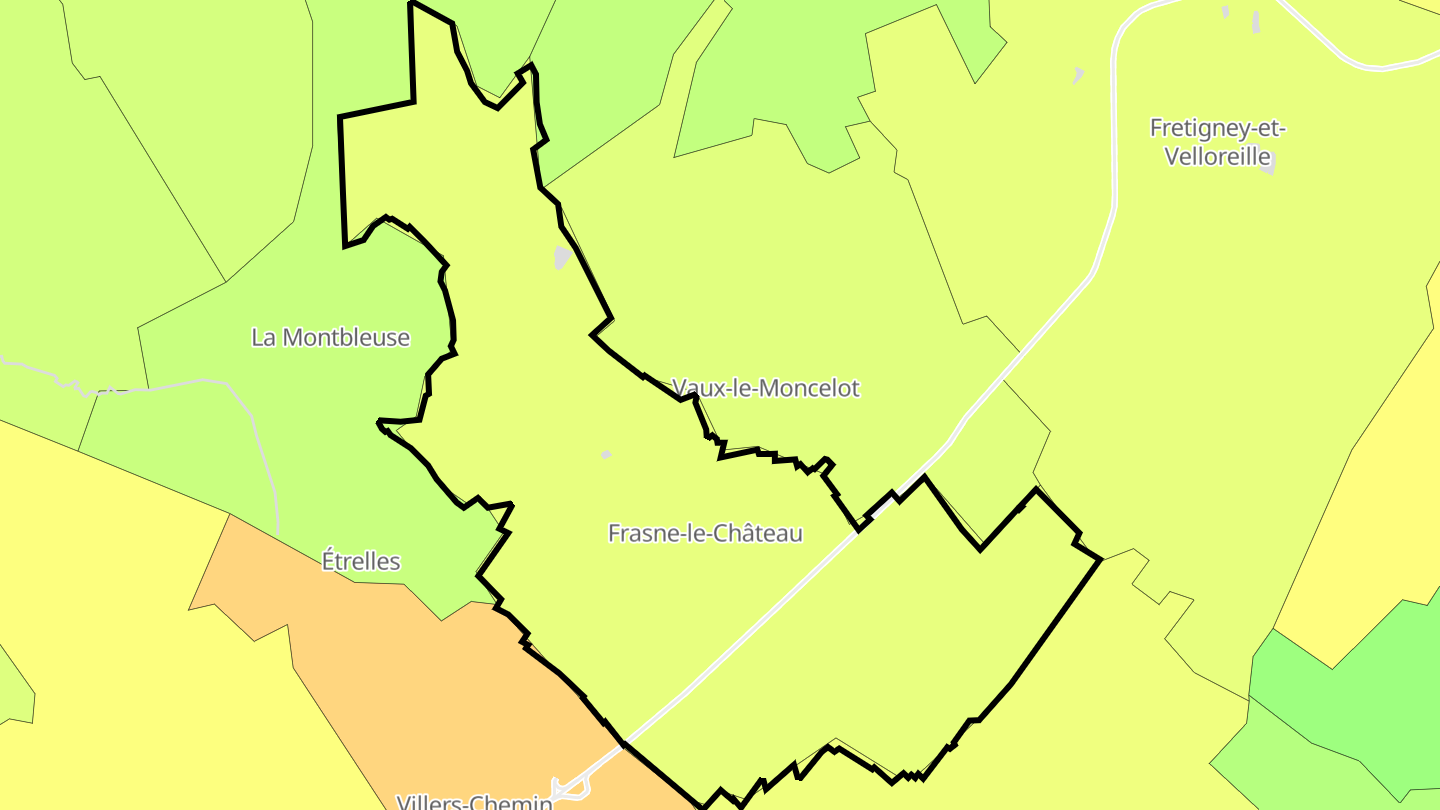 Carte des prix de l'immobilier Frasne-le-Château
