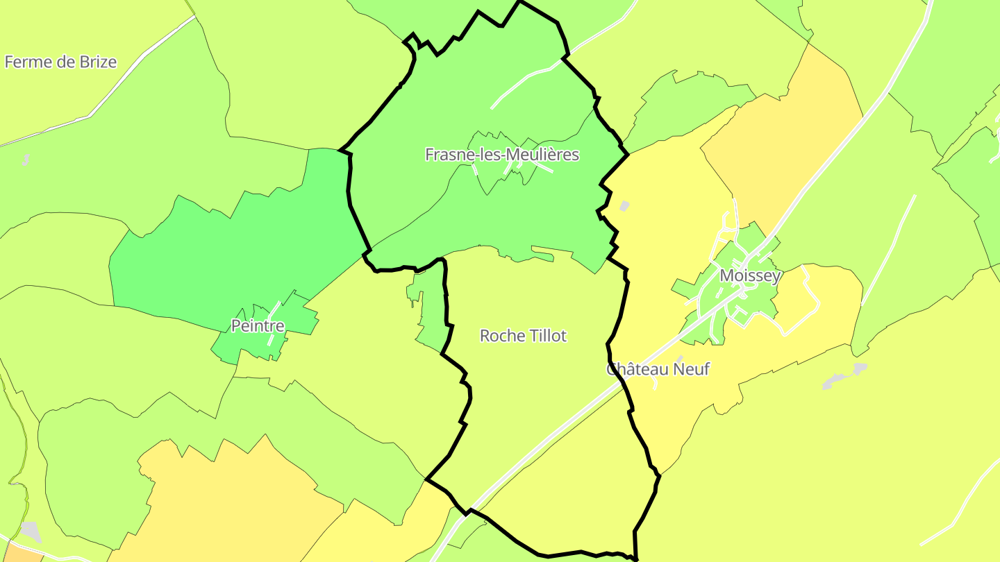 Carte des prix de l'immobilier Frasne-les-Meulières