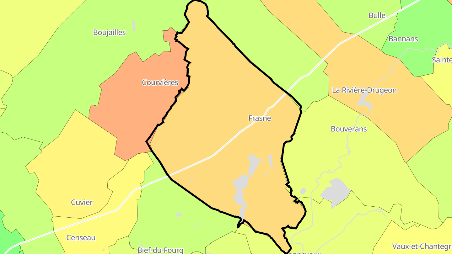 Carte des prix de l'immobilier Frasne
