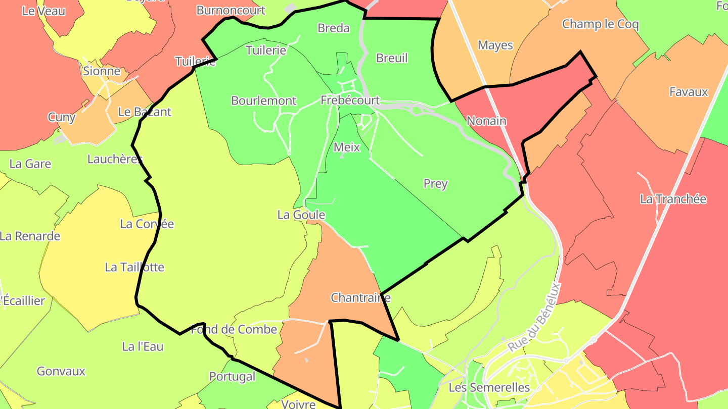 Carte des prix de l'immobilier Frebécourt