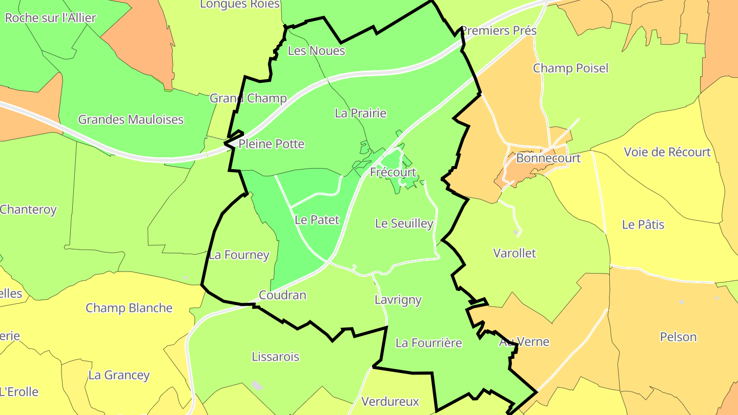 Carte des prix de l'immobilier Frécourt