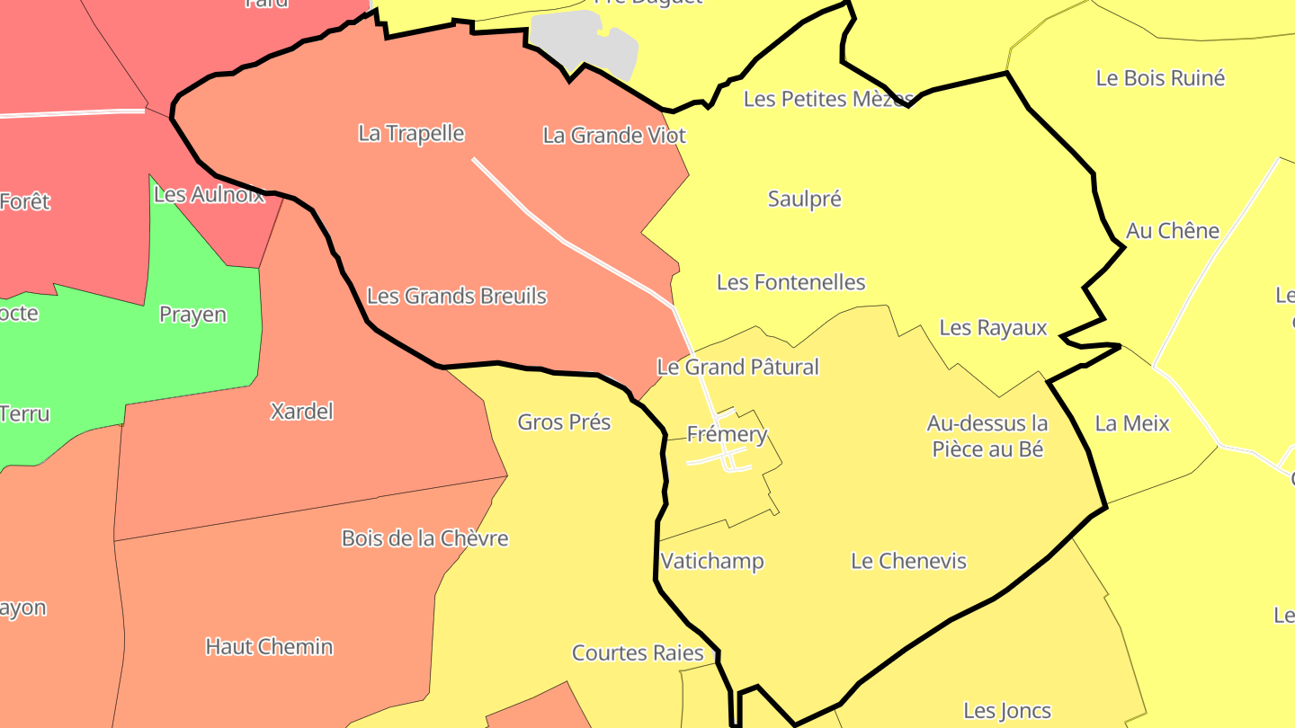 Carte des prix de l'immobilier Frémery