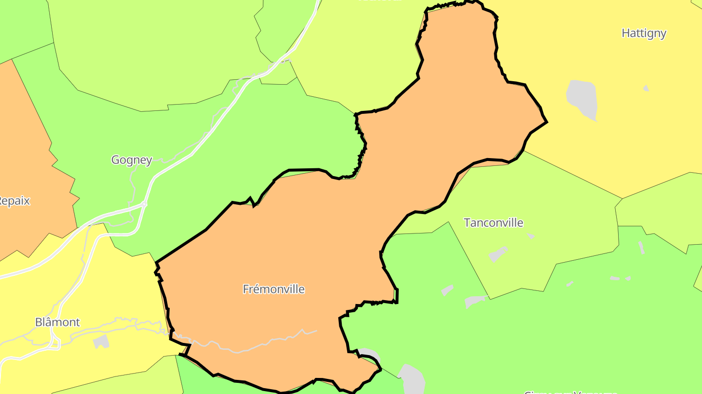 Carte des prix de l'immobilier Frémonville