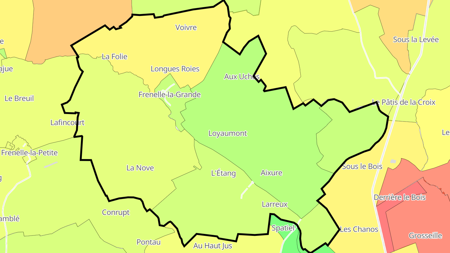 Carte des prix de l'immobilier Frenelle-la-Grande