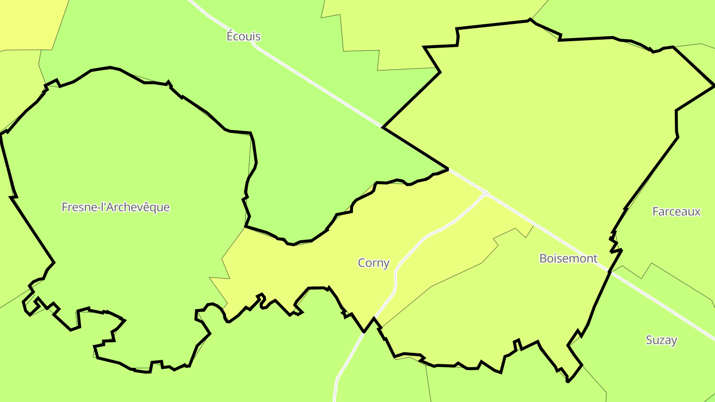 Carte des prix de l'immobilier Frenelles-en-Vexin