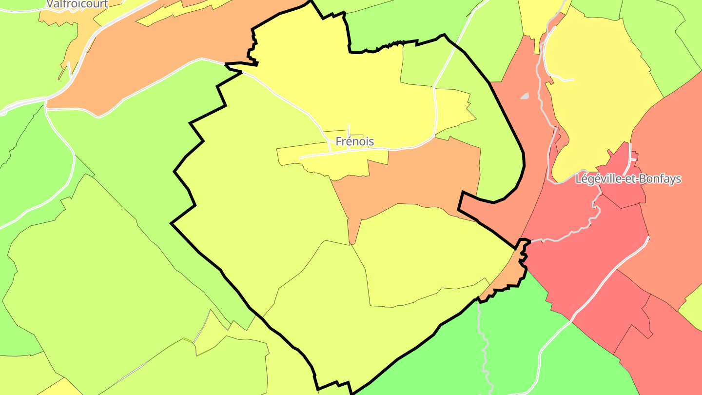 Carte des prix de l'immobilier Frénois