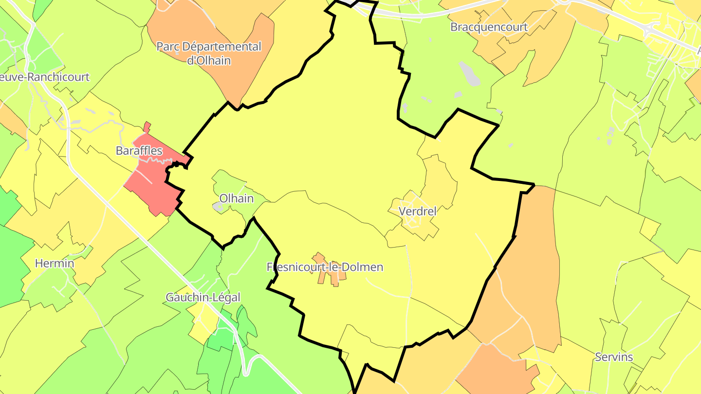 Carte des prix de l'immobilier Fresnicourt-le-Dolmen