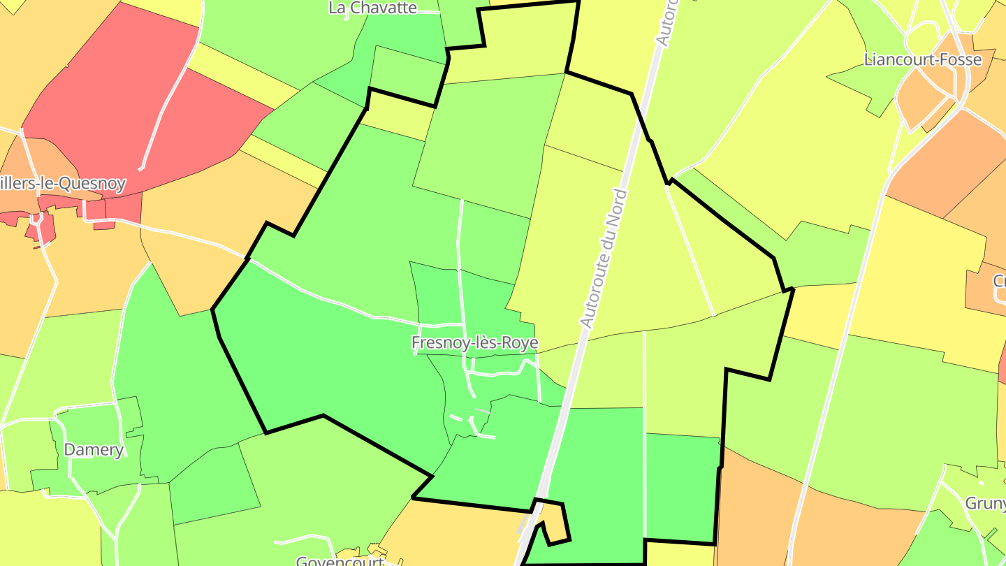 Carte des prix de l'immobilier Fresnoy-lès-Roye