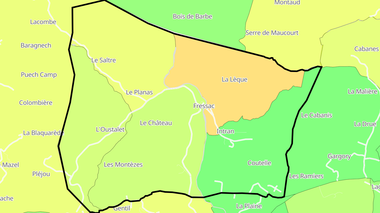 Carte des prix de l'immobilier Fressac