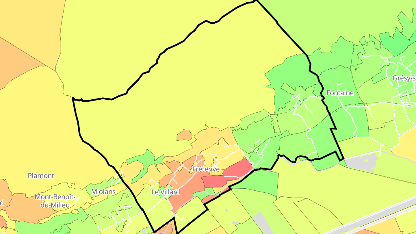 Carte des prix de l'immobilier Fréterive