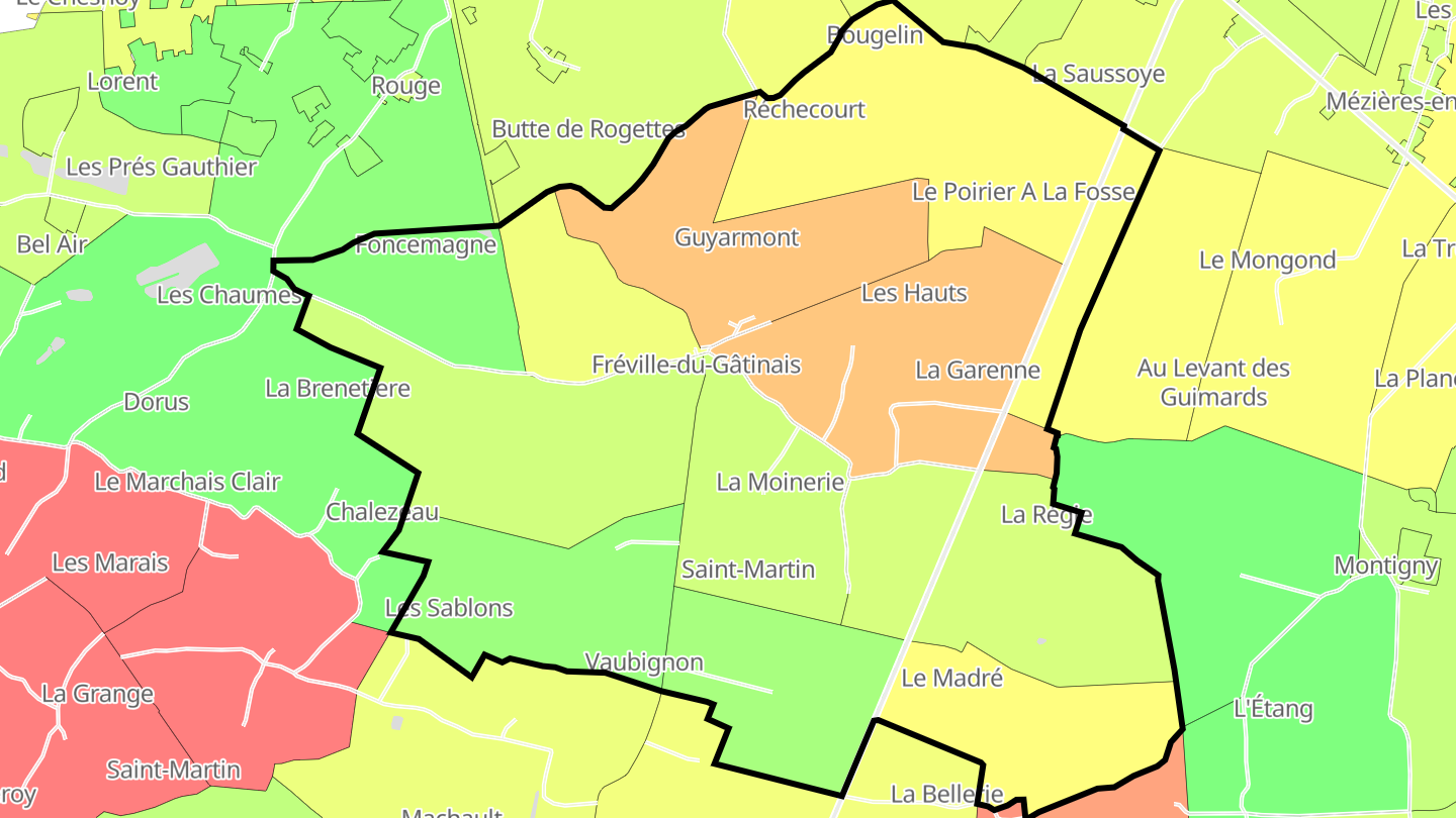Carte des prix de l'immobilier Fréville-du-Gâtinais