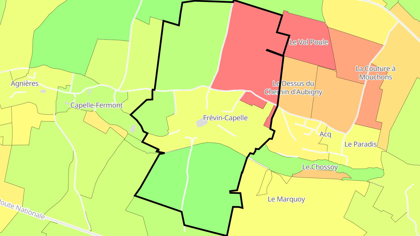 Carte des prix de l'immobilier Frévin-Capelle