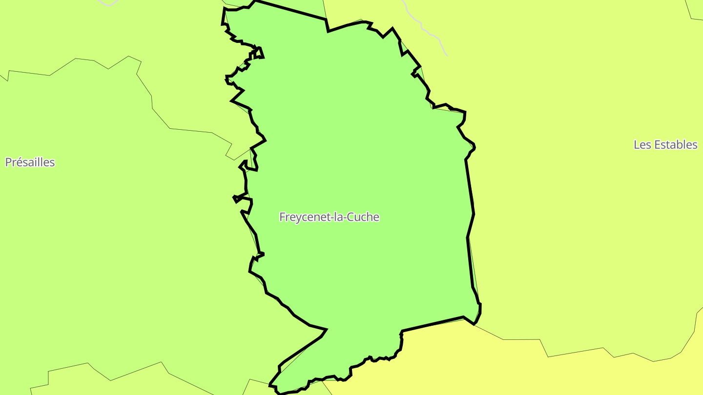 Carte des prix de l'immobilier Freycenet-la-Cuche