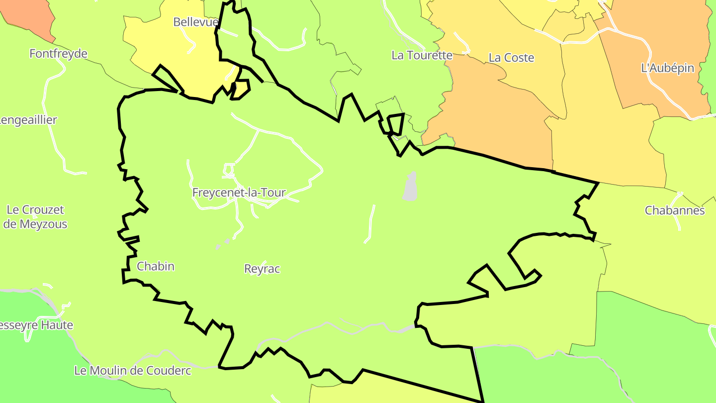 Carte des prix de l'immobilier Freycenet-la-Tour