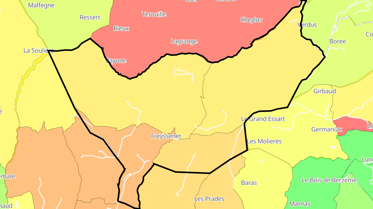 Carte des prix de l'immobilier Freyssenet