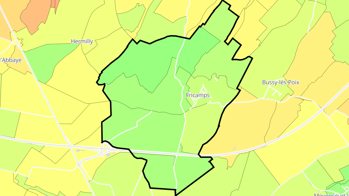 Carte des prix de l'immobilier Fricamps