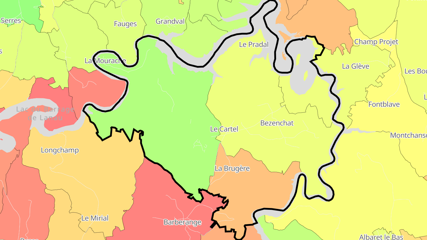 Carte des prix de l'immobilier Fridefont