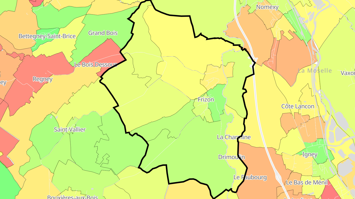 Carte des prix de l'immobilier Frizon