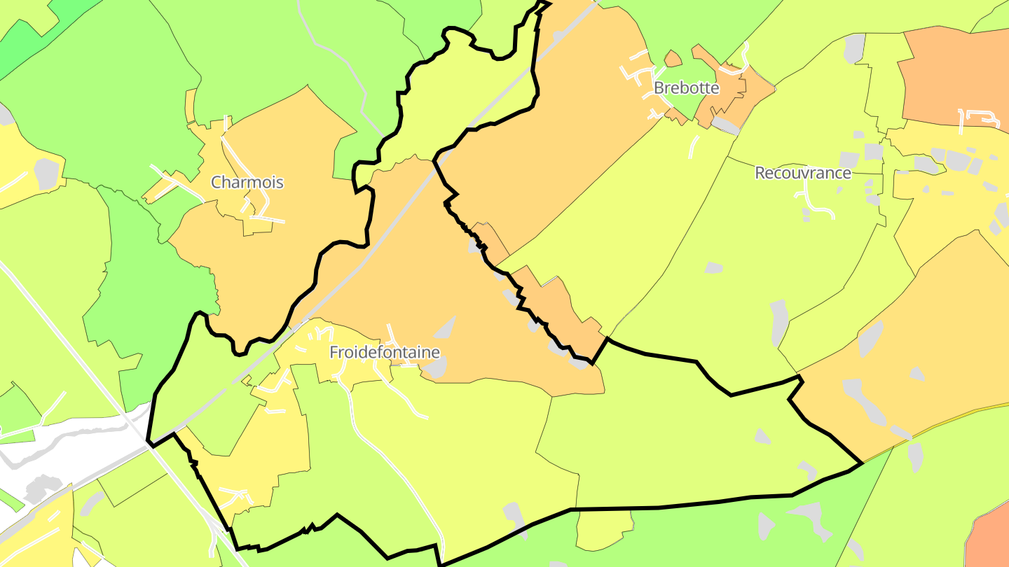 Carte des prix de l'immobilier Froidefontaine