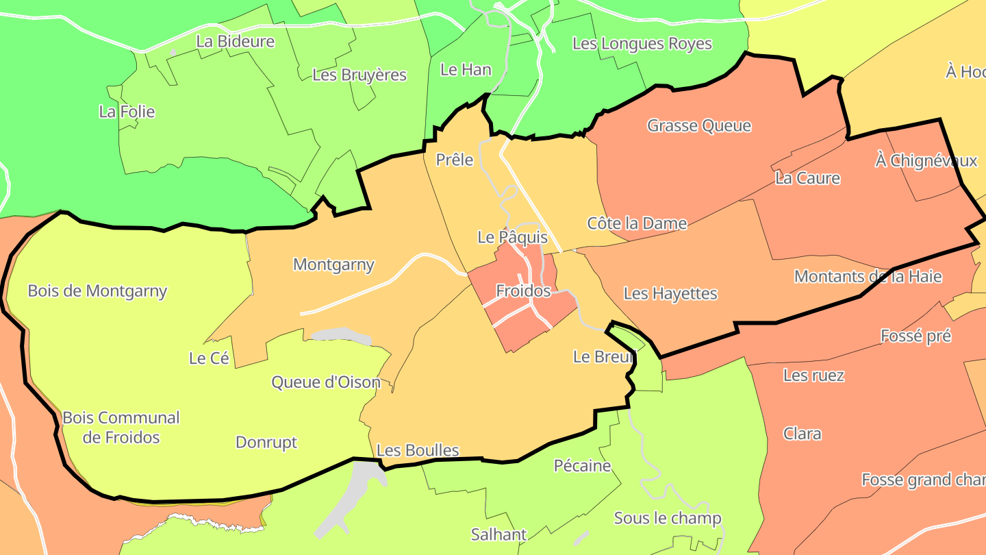 Carte des prix de l'immobilier Froidos