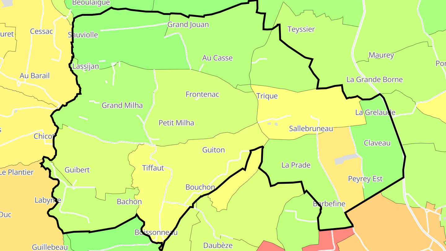 Carte des prix de l'immobilier Frontenac