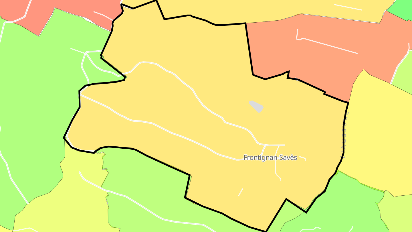 Carte des prix de l'immobilier Frontignan-Savès