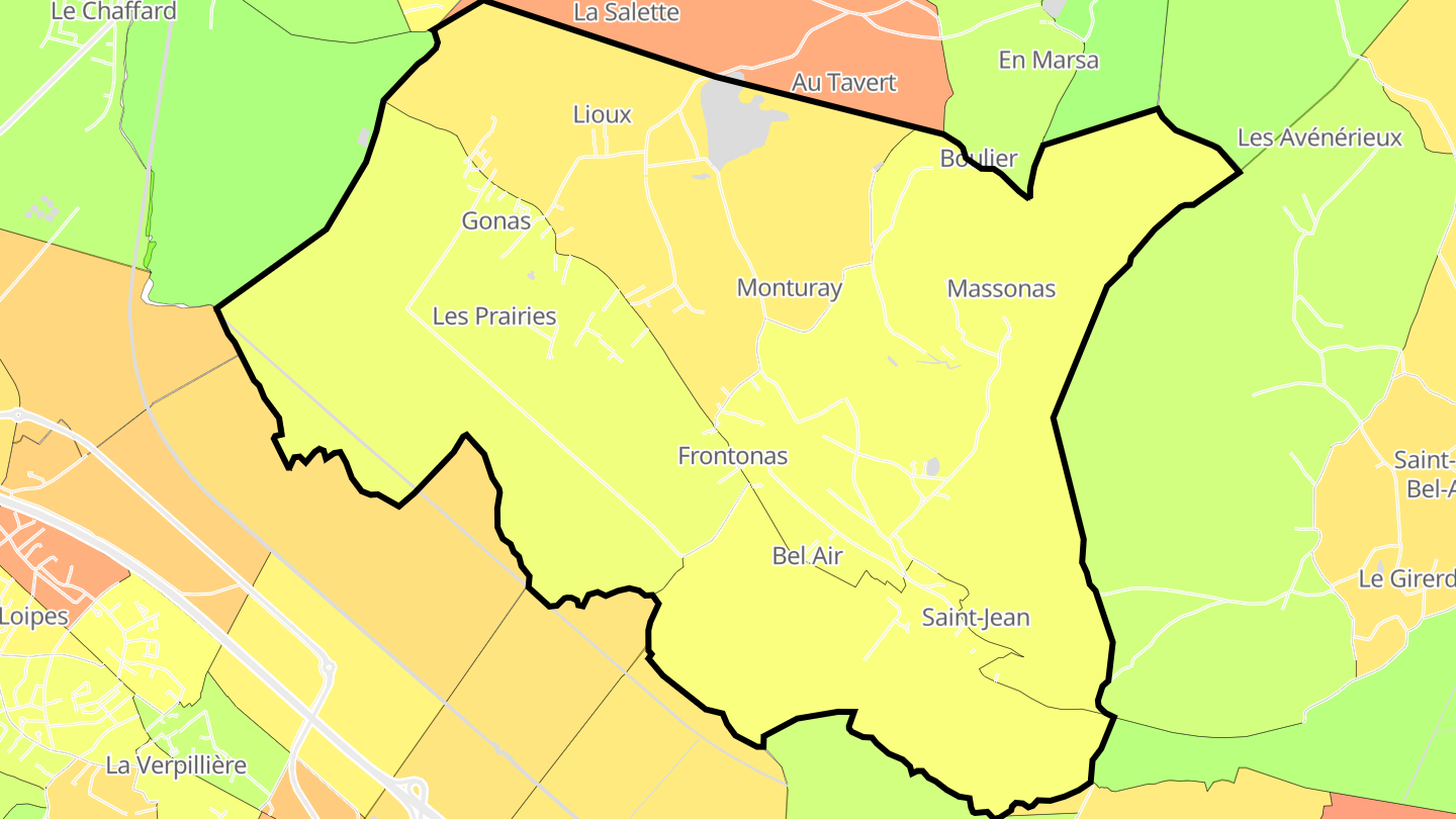 Carte des prix de l'immobilier Frontonas