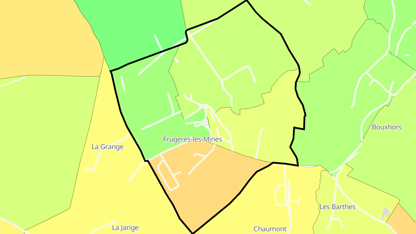 Carte des prix de l'immobilier Frugerès-les-Mines