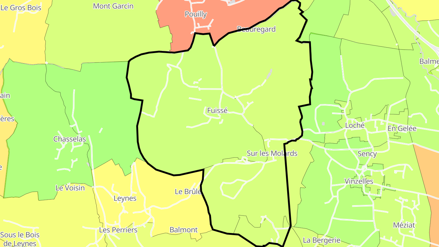 Carte des prix de l'immobilier Fuissé