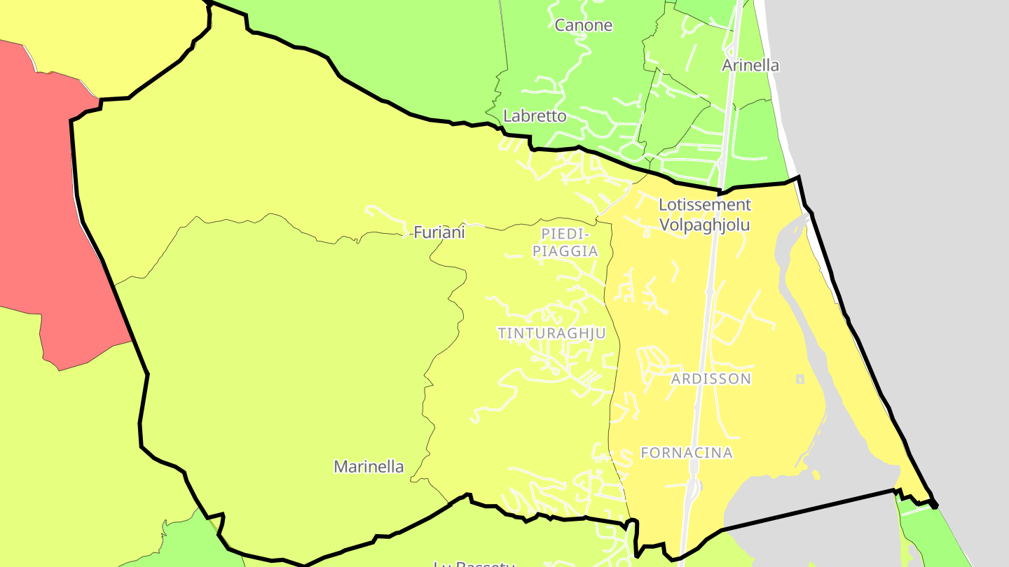 Carte des prix de l'immobilier Furiani