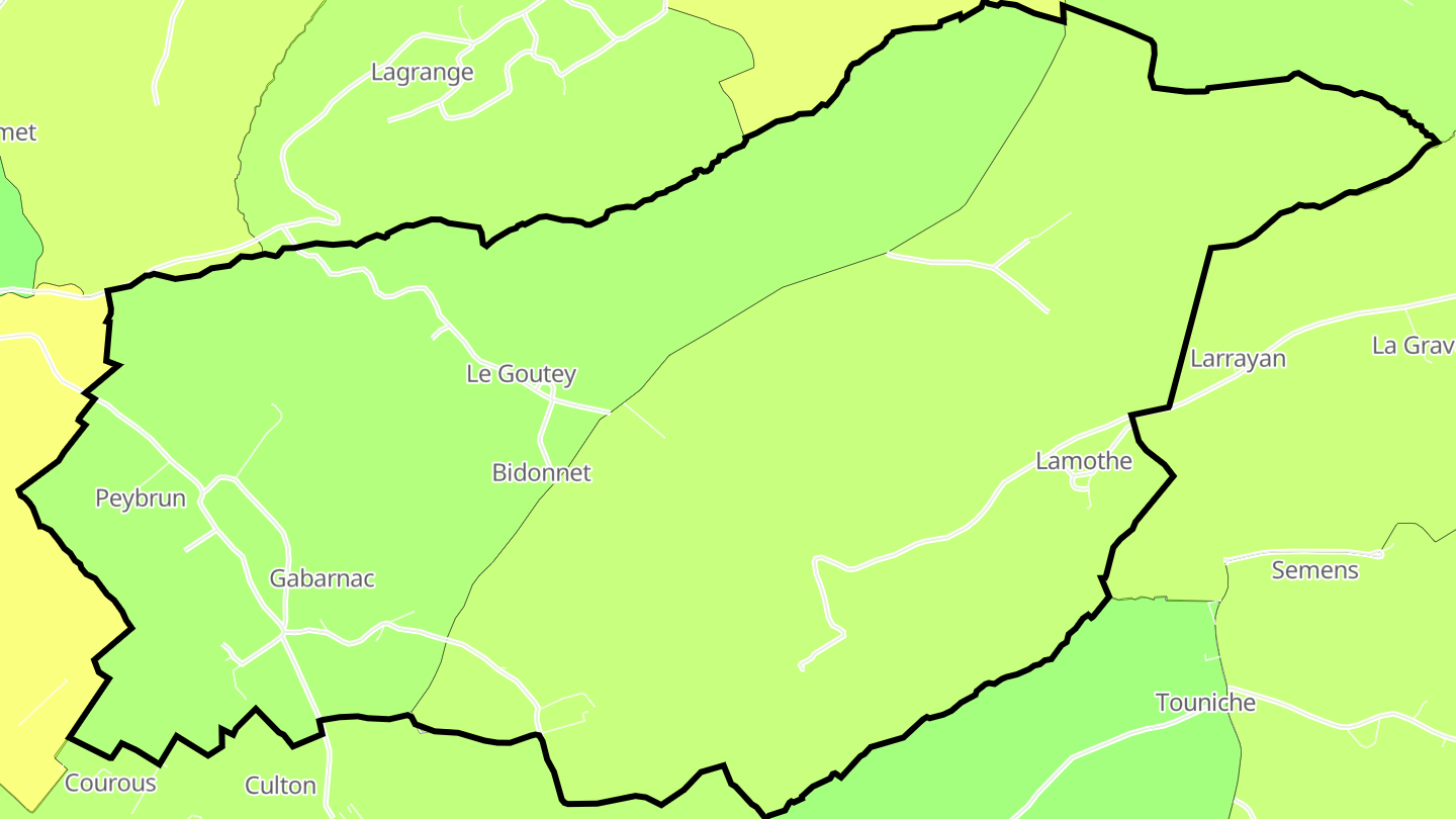 Carte des prix de l'immobilier Gabarnac