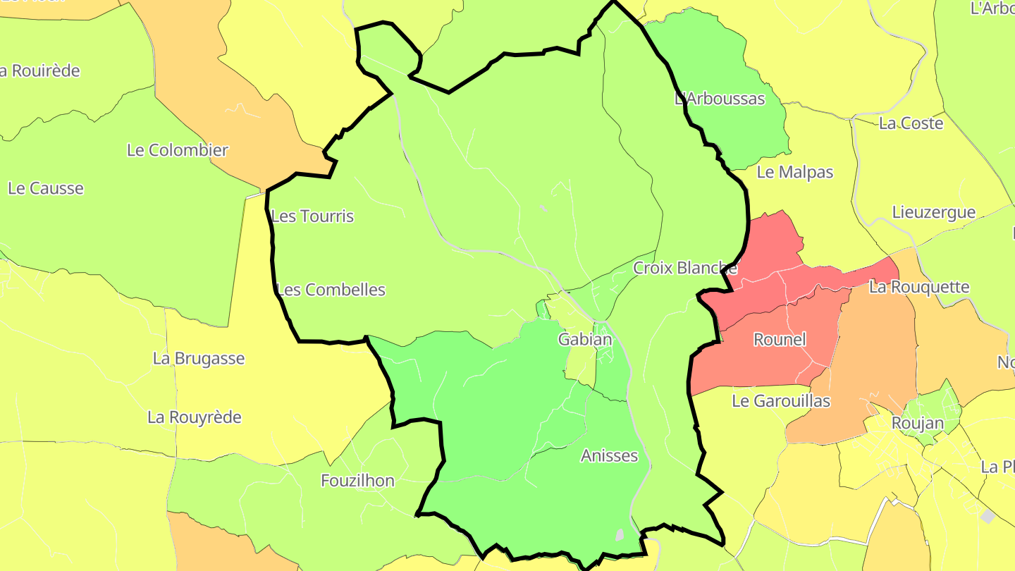 Carte des prix de l'immobilier Gabian
