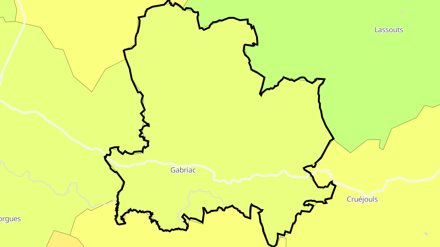 Carte des prix de l'immobilier Gabriac
