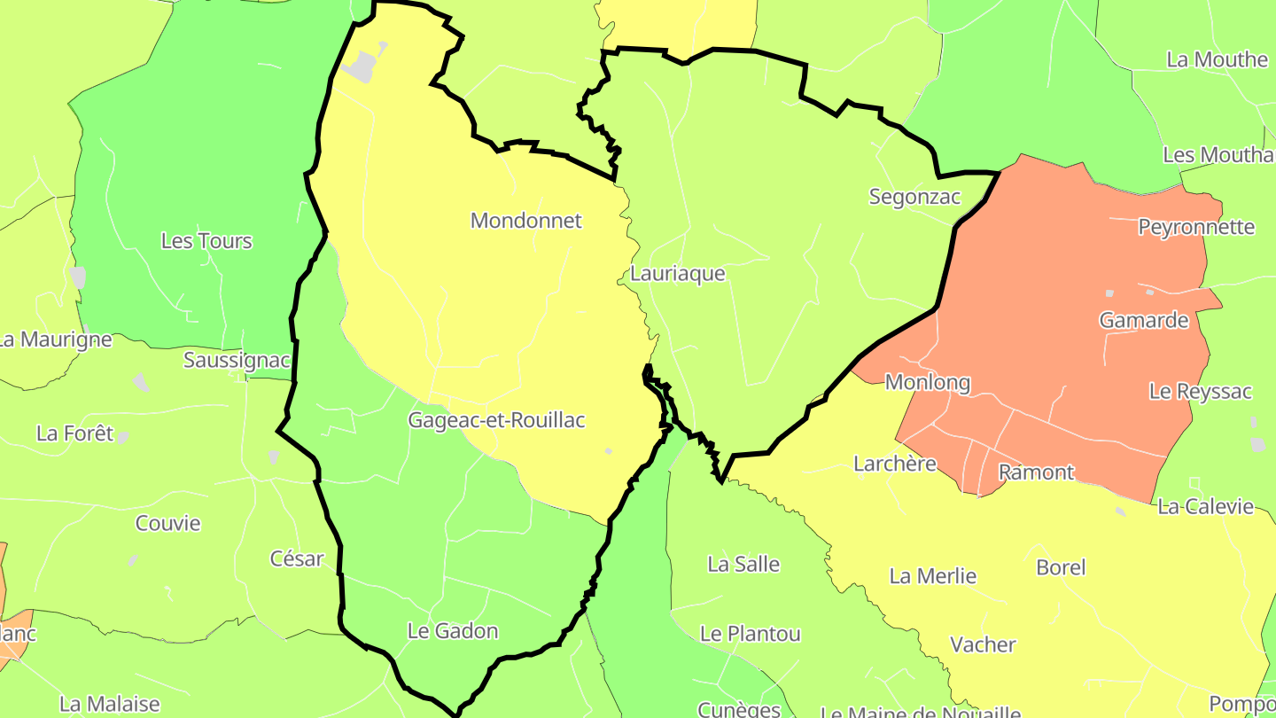 Carte des prix de l'immobilier Gageac-et-Rouillac