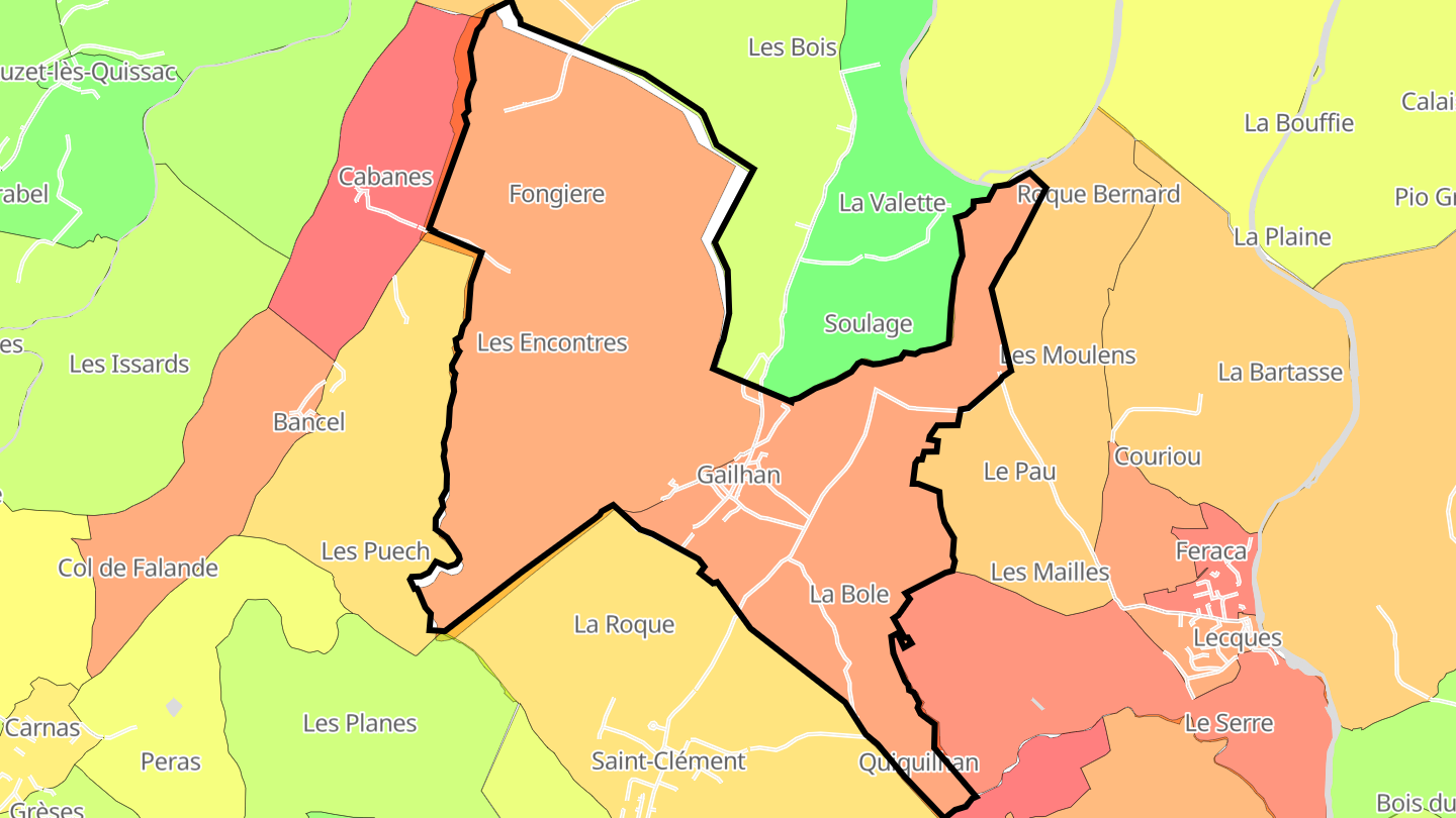 Carte des prix de l'immobilier Gailhan