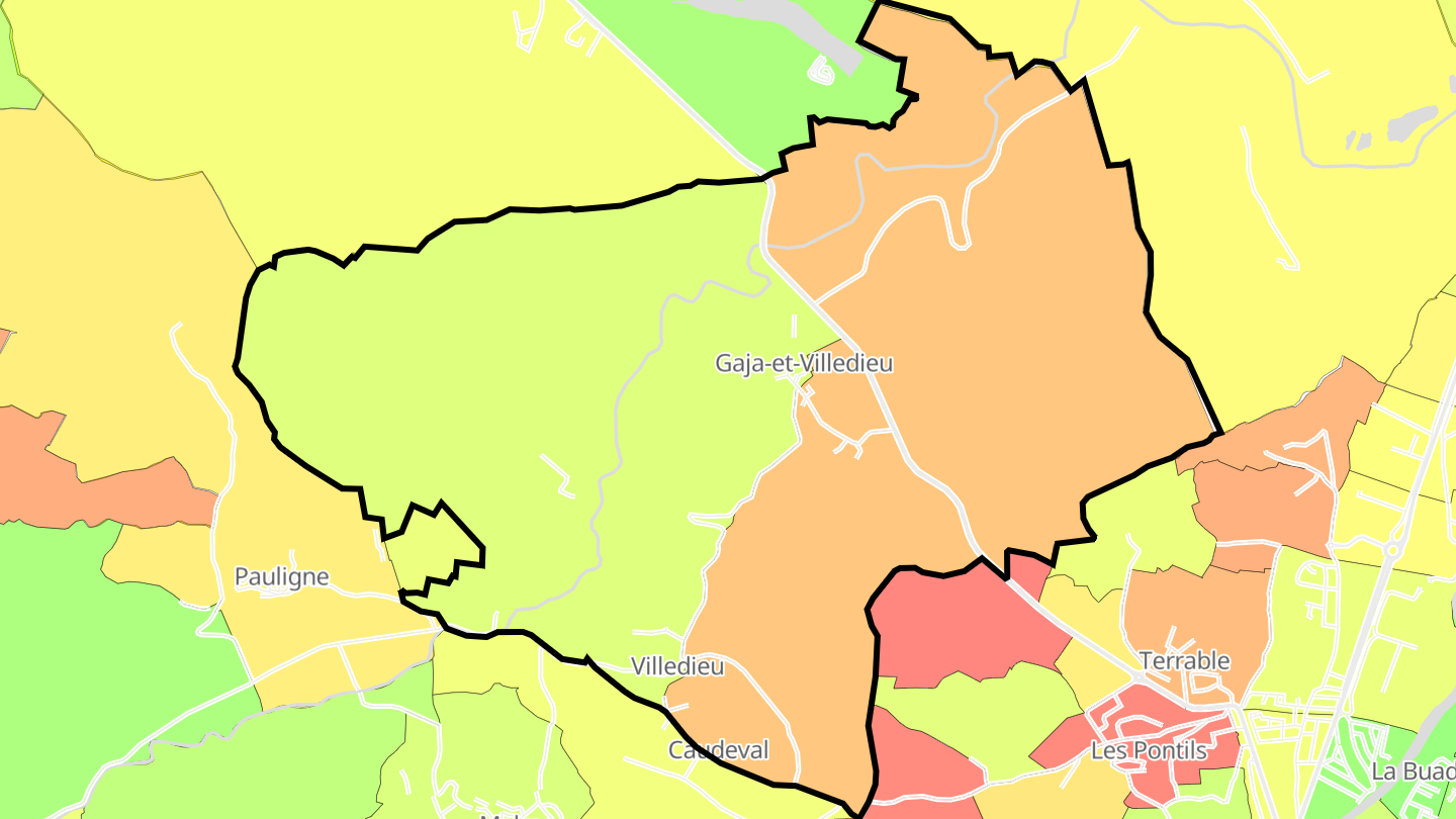 Carte des prix de l'immobilier Gaja-et-Villedieu