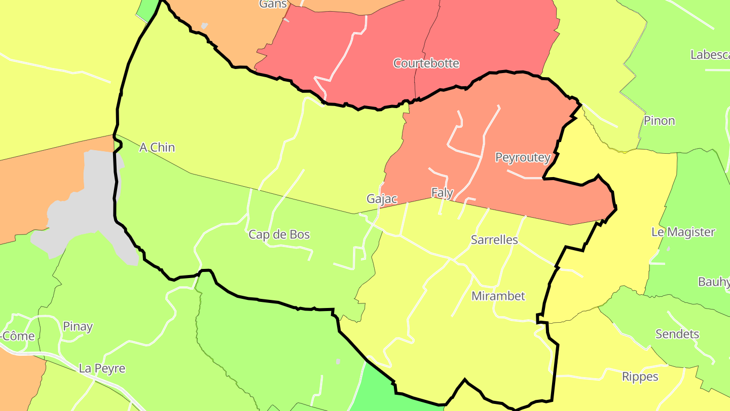 Carte des prix de l'immobilier Gajac