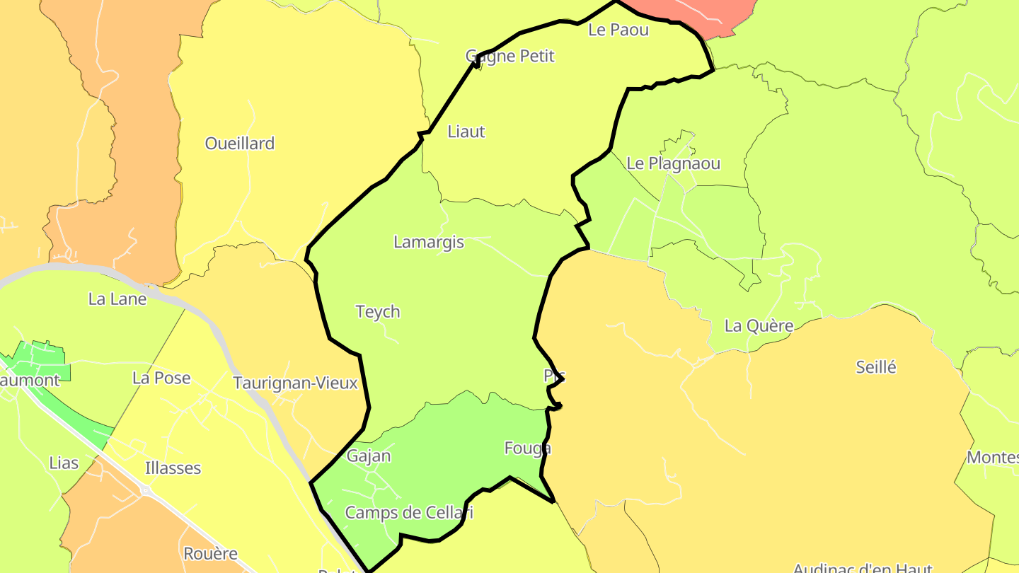 Carte des prix de l'immobilier Gajan