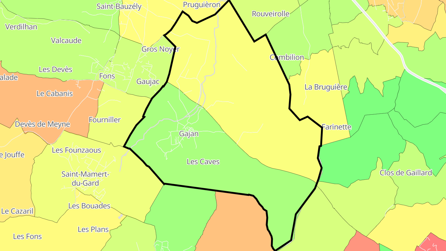 Carte des prix de l'immobilier Gajan