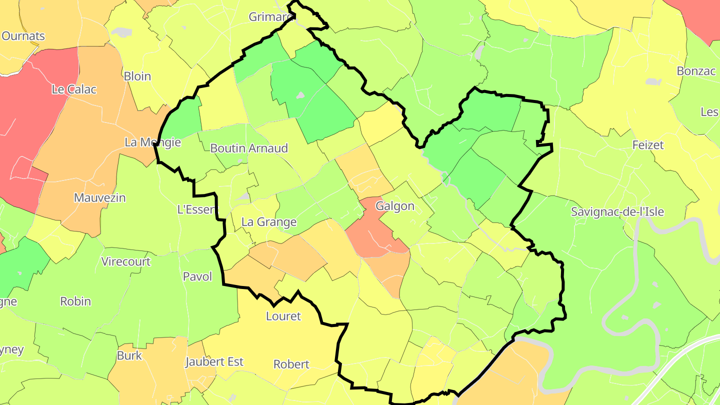 Carte des prix de l'immobilier Galgon