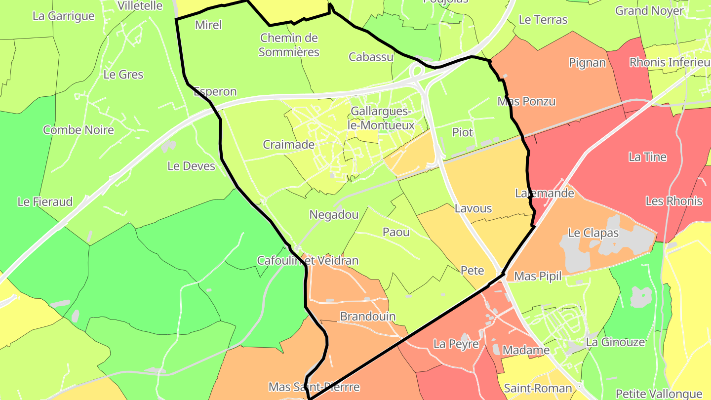 Carte des prix de l'immobilier Gallargues-le-Montueux