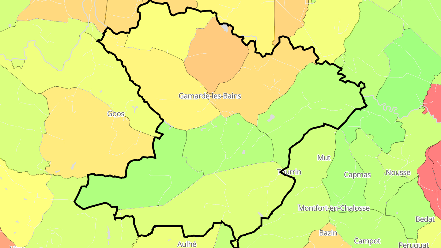 Carte des prix de l'immobilier Gamarde-les-Bains
