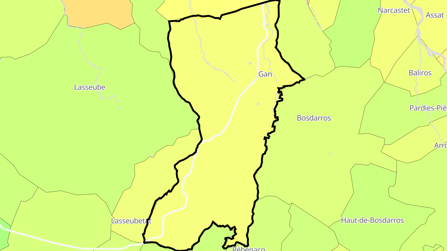 Carte des prix de l'immobilier Gan