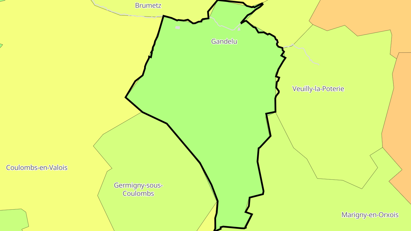 Carte des prix de l'immobilier Gandelu