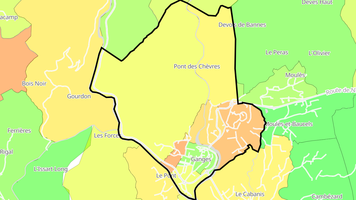 Carte des prix de l'immobilier Ganges