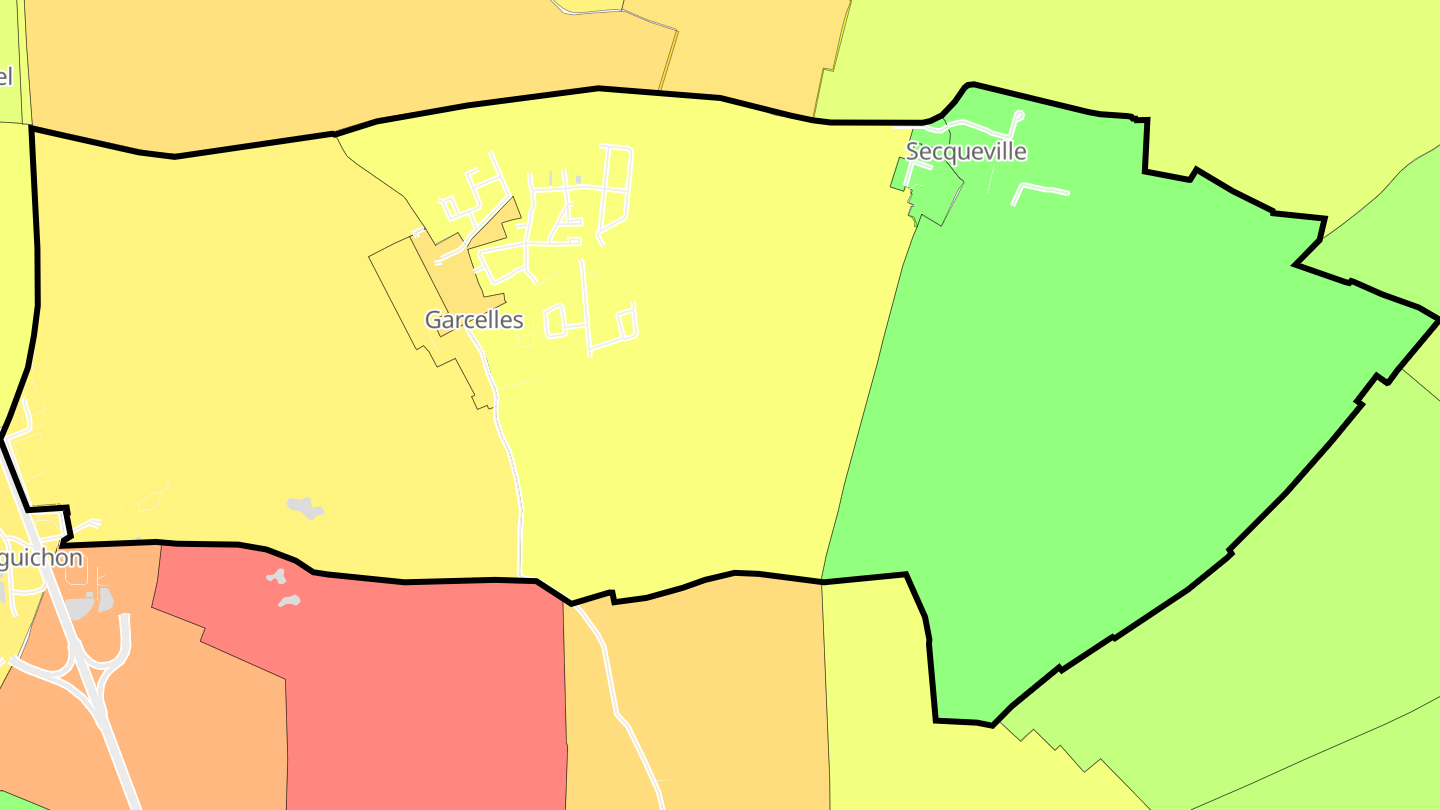 Carte des prix de l'immobilier Garcelles-Secqueville
