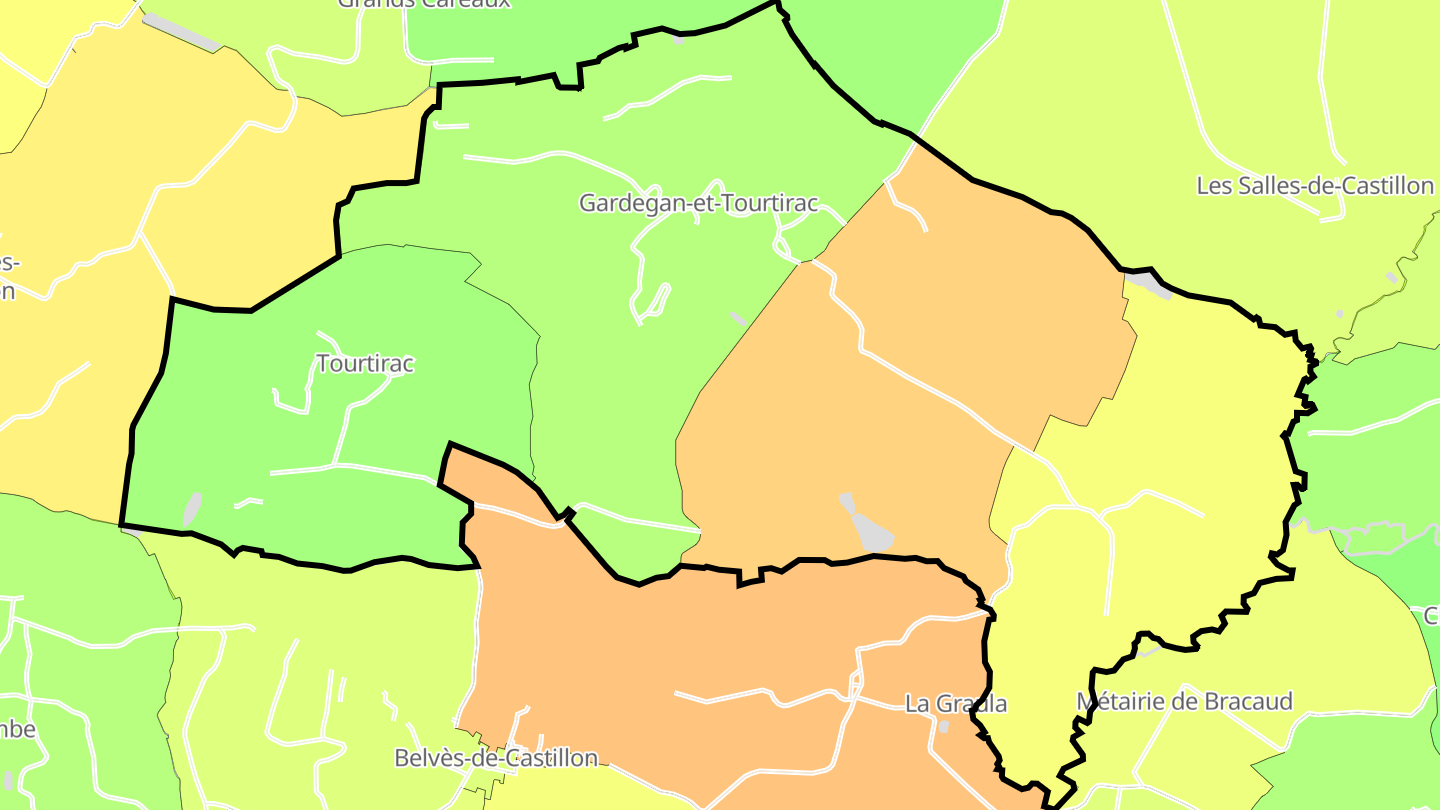 Carte des prix de l'immobilier Gardegan-et-Tourtirac